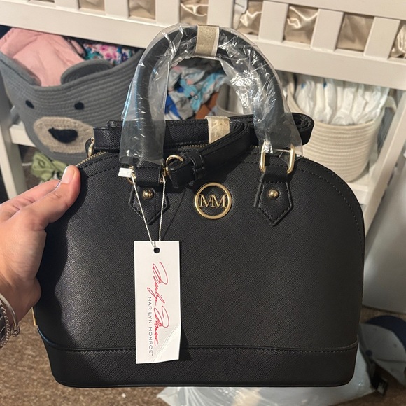 Marilyn Monroe Handbags - Marilyn Monroe Black Satchel with Gold Accents